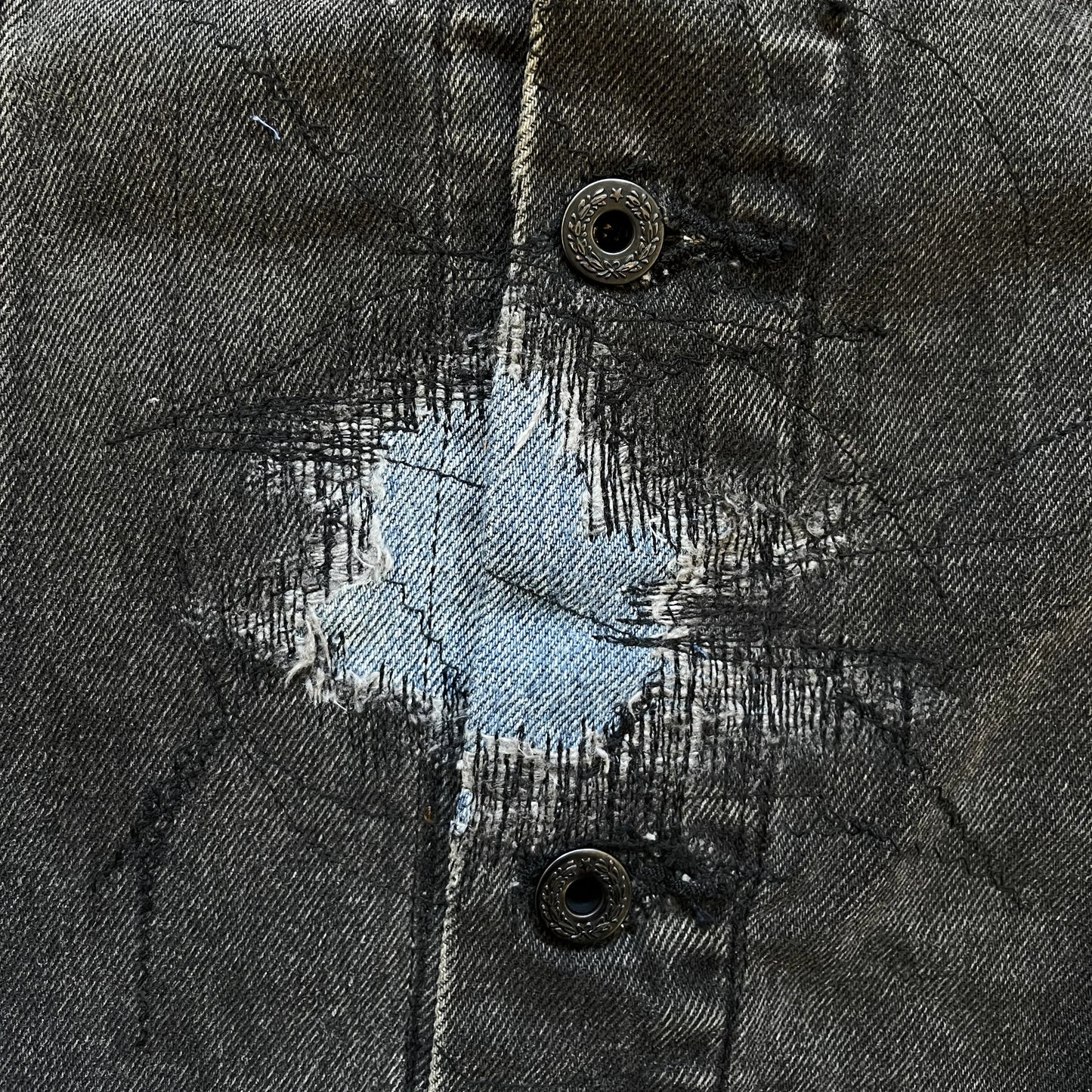 Boro Sashiko Distressed Denim Trucker Jacket - XL