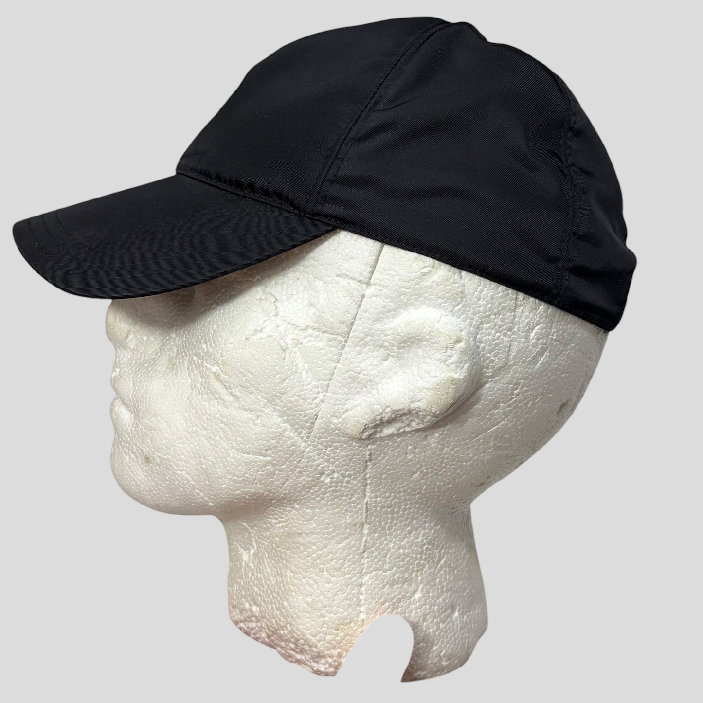 Prada Milano Triangle Plaque Logo Black Nylon Baseball Cap - M/L | O/S, Black
