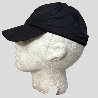 Prada Milano Triangle Plaque Logo Black Nylon Baseball Cap - M/L | O/S, Black