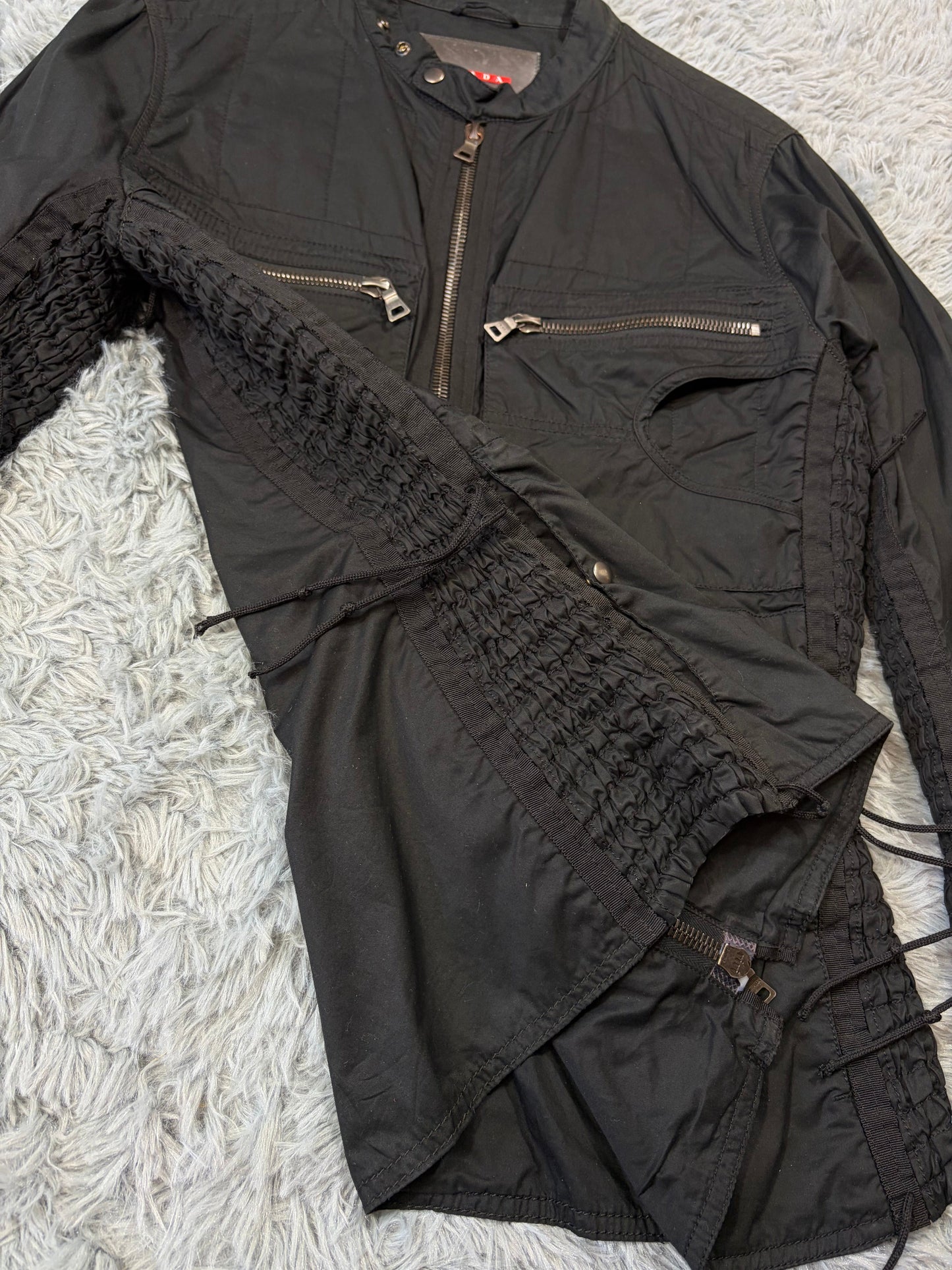 Prada Sport 00’s Tassel Detailed Cotton Multipocket Biker Jacket - M | O/S, Black