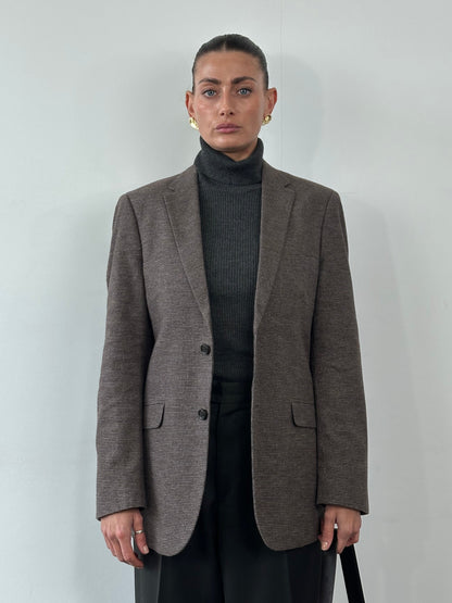 Vintage Pure Cotton Mini Check Single Breasted Blazer - 38R/M