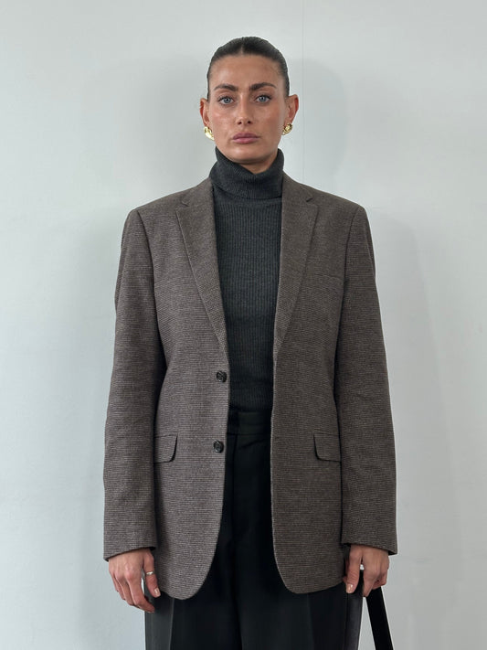 Vintage Pure Cotton Mini Check Single Breasted Blazer - 38R/M