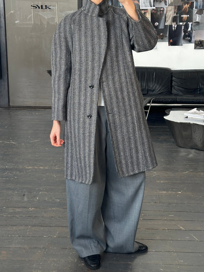 Marina Rinaldi 1990s Pure Wool Double Faced Single Breasted Coat – S