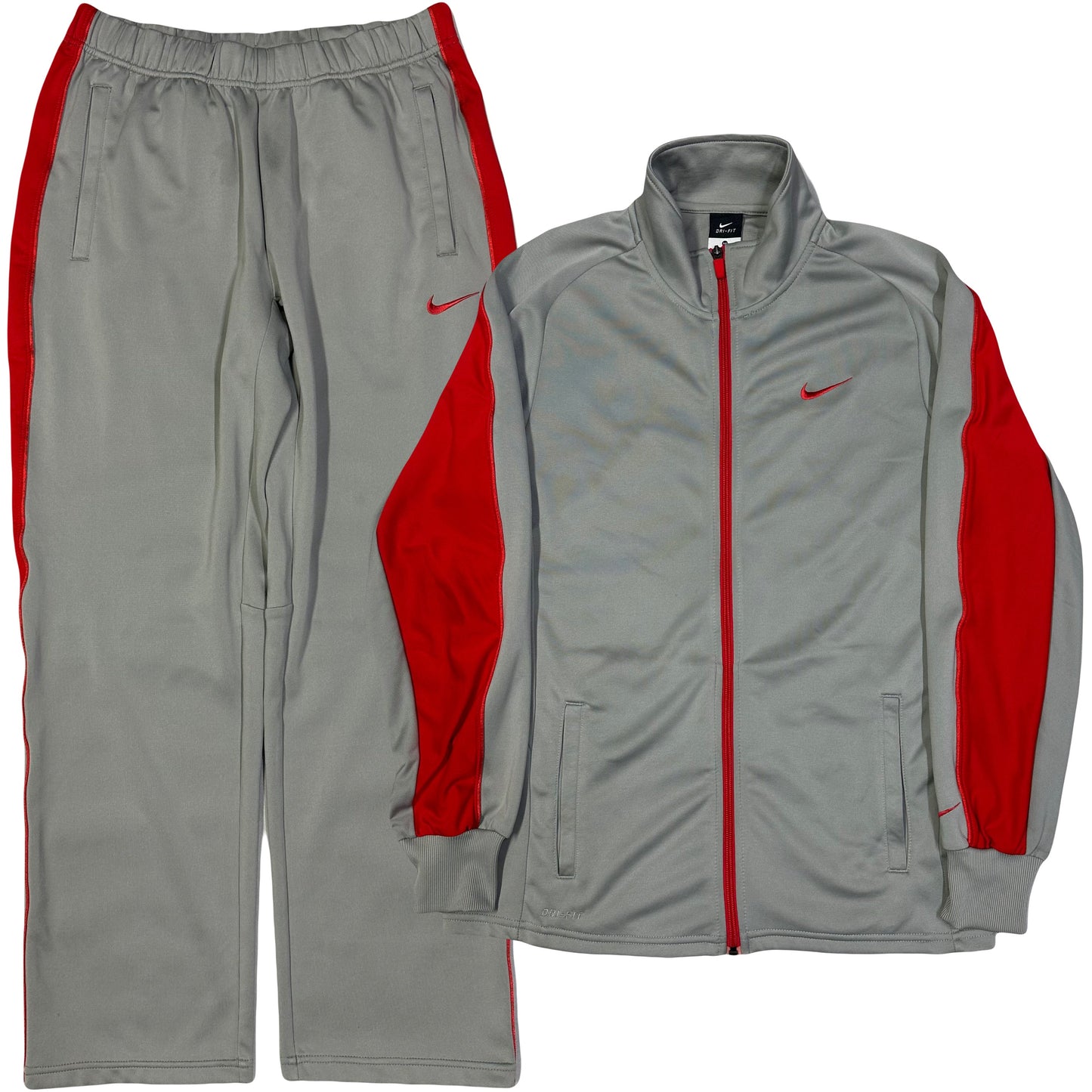 Nike 2000s Nylon Tracksuit In Grey & Red ( M / L )