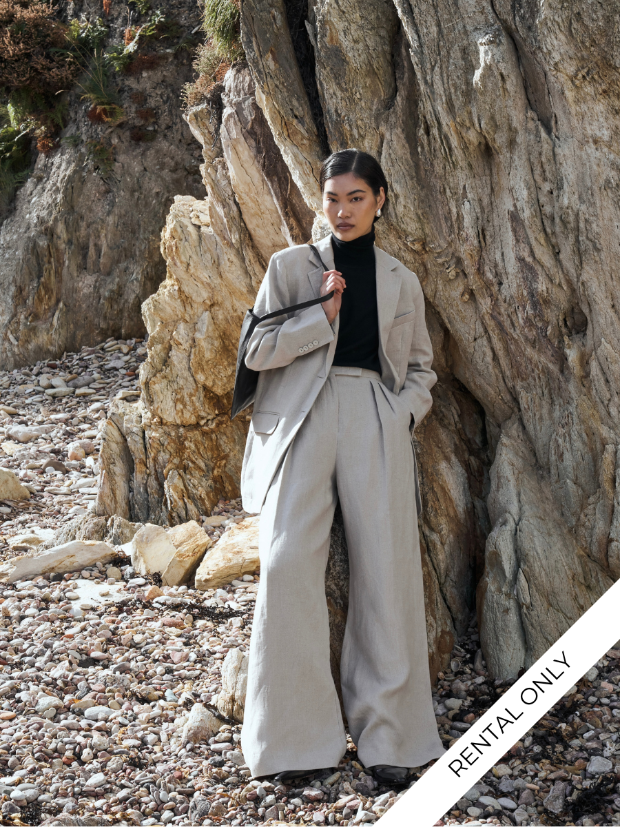 Max Mara SS2023 Runway Pure Linen Wide Leg Suit - L/UK12