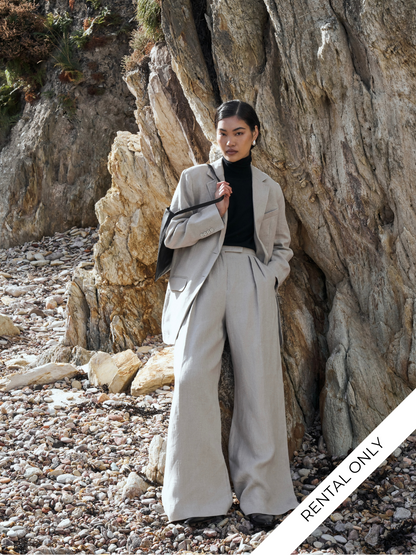 Max Mara SS2023 Runway Pure Linen Wide Leg Suit - L/UK12