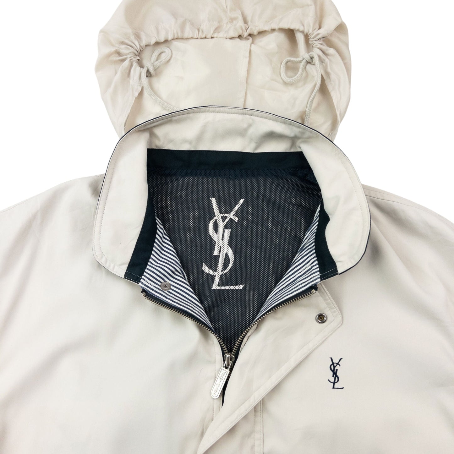 Vintage 90s YSL Yves Saint Laurent Zip Up Jacket Size M | Medium, Cream
