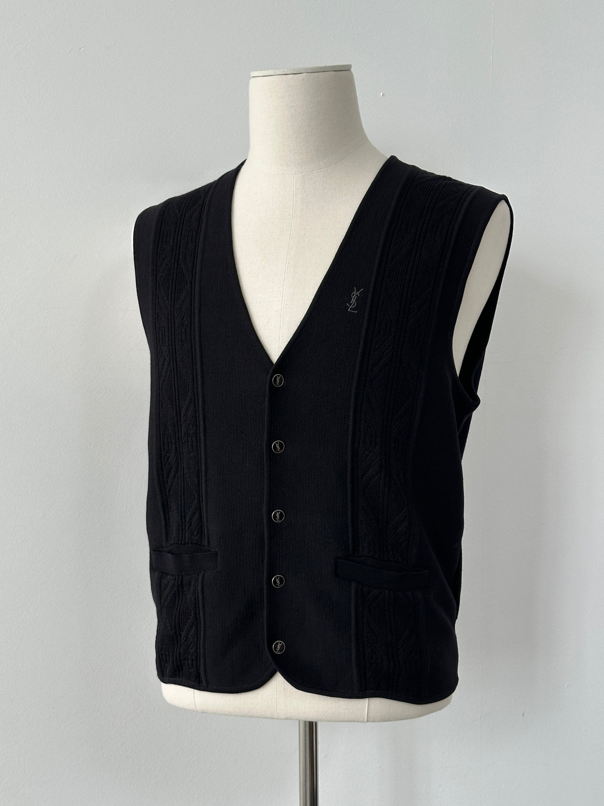 Yves Saint Laurent 1990s Pure Wool Bespoke Button Waistcoat - M
