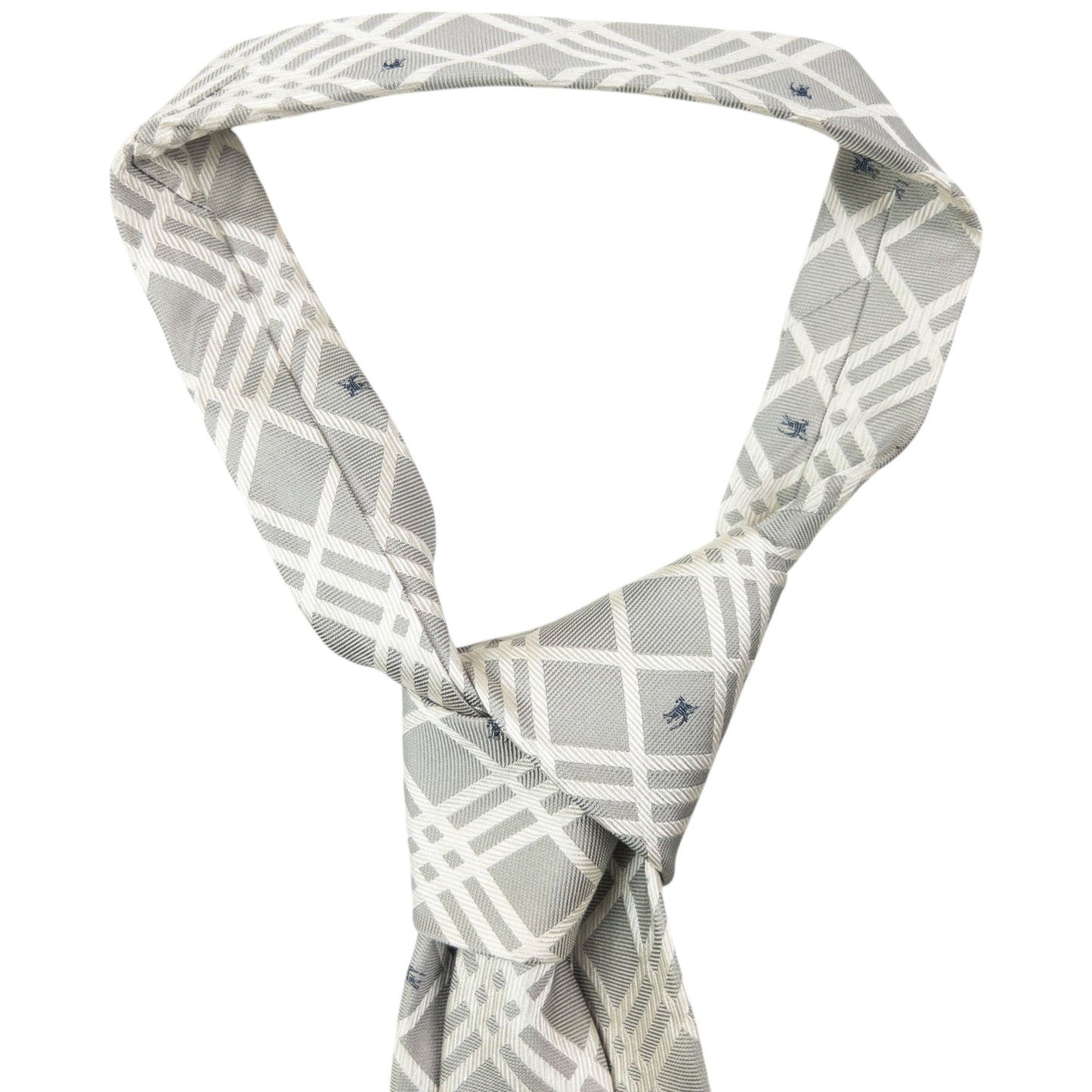 Vintage 2000s Burberry Nova Check Monogram Silk Tie | O/S, Grey