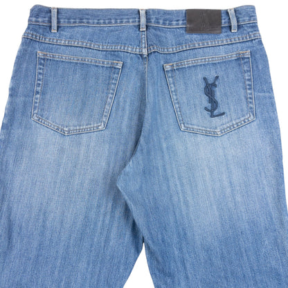Vintage 2000s YSL Yves Saint Laurent Embroidered Denim Jeans Size W36 | W36, Blue
