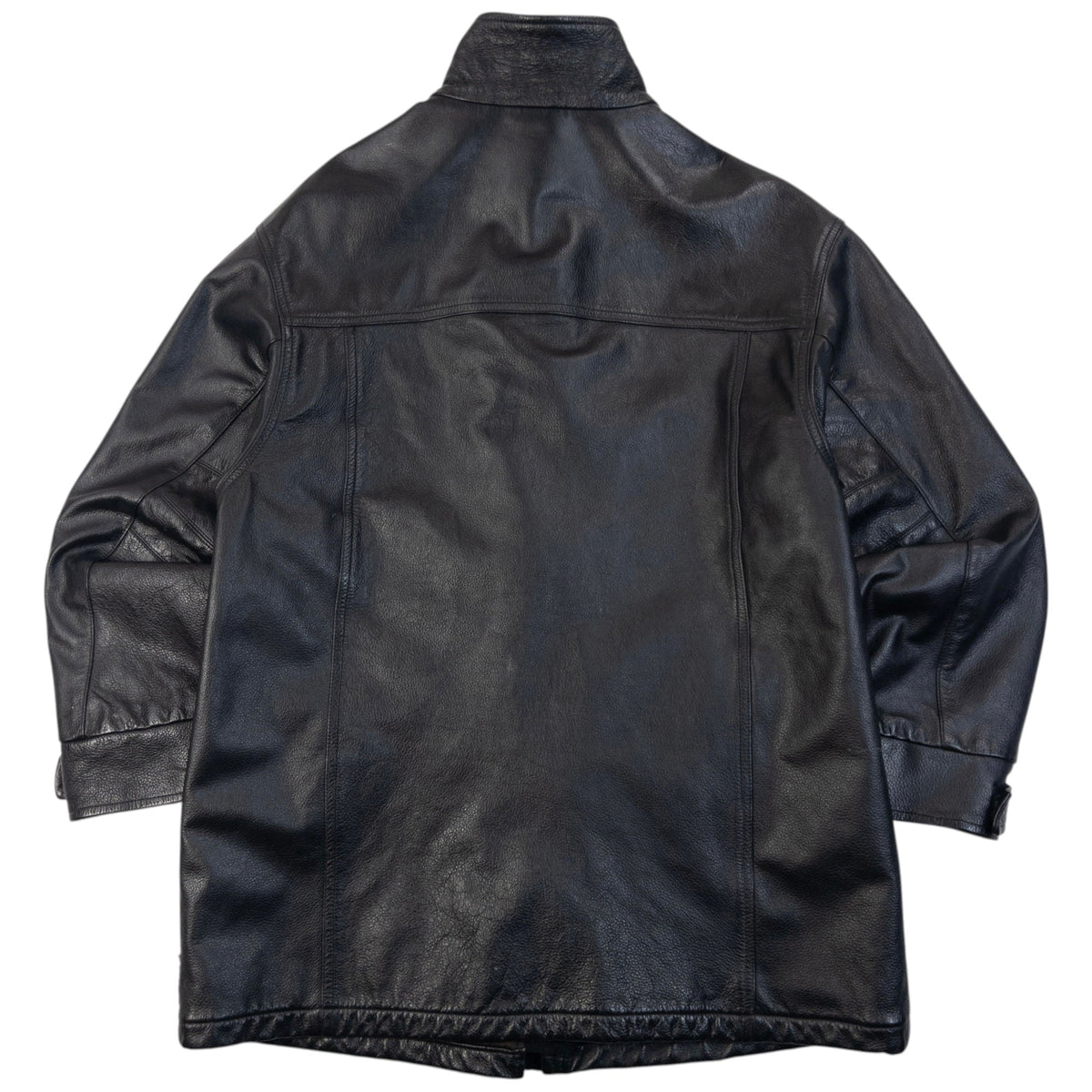 Vintage 90s Armani Jeans Zip Up Leather Jacket Size M | Medium, Black