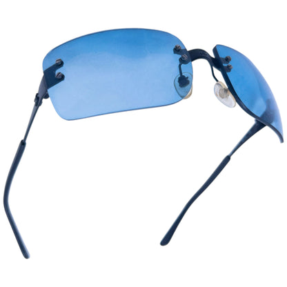 Vintage 2000s Chanel Rimless Sunglasses | O/S, Blue