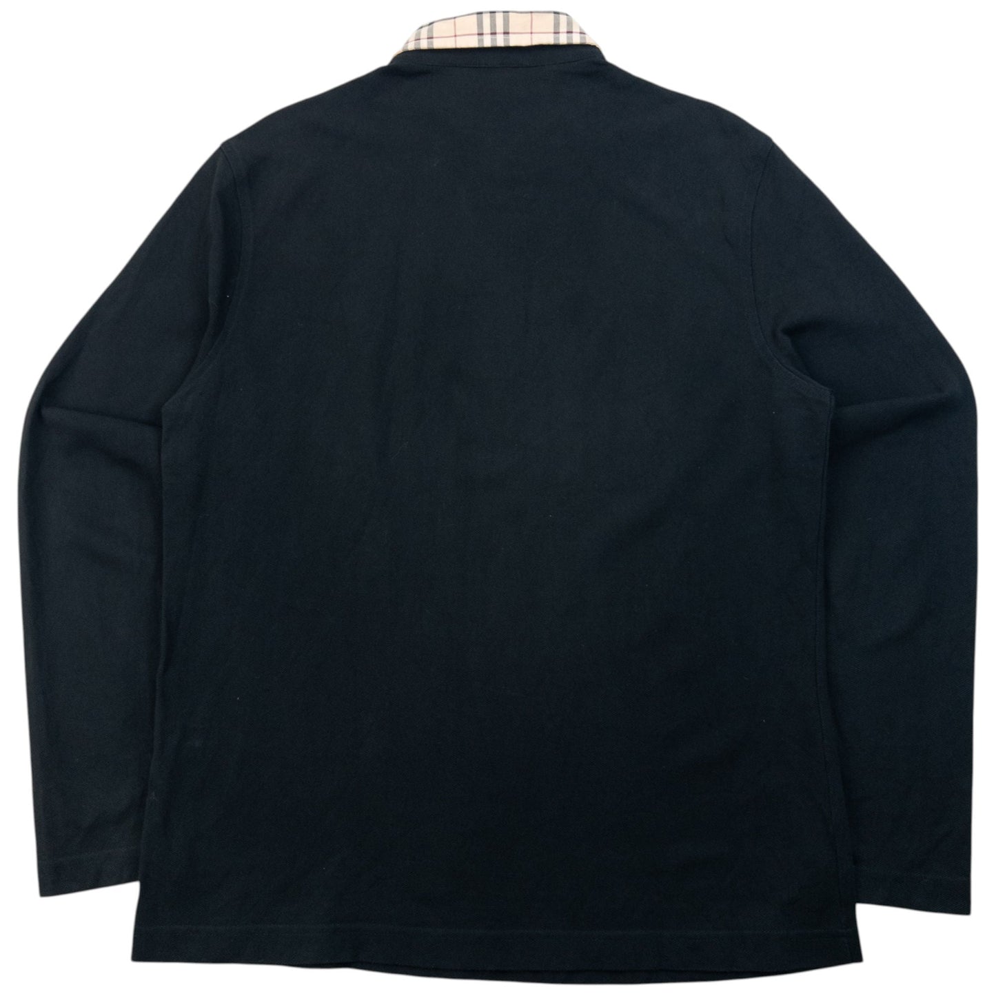 Vintage 2000s Burberry Nova Check Collar Long Sleeve Polo Shirt Womens Size XL | XL, Black