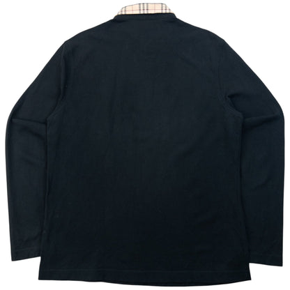 Vintage 2000s Burberry Nova Check Collar Long Sleeve Polo Shirt Womens Size XL | XL, Black