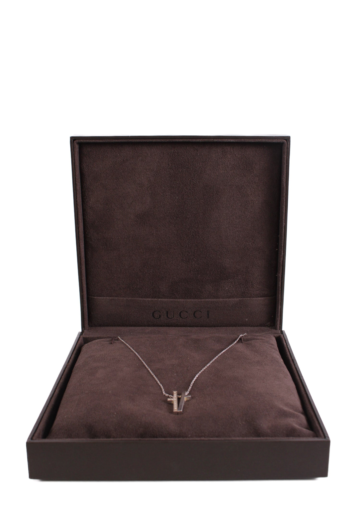 Gucci Diamond Split Cross Necklace 18ct White Gold | O/S, Gold