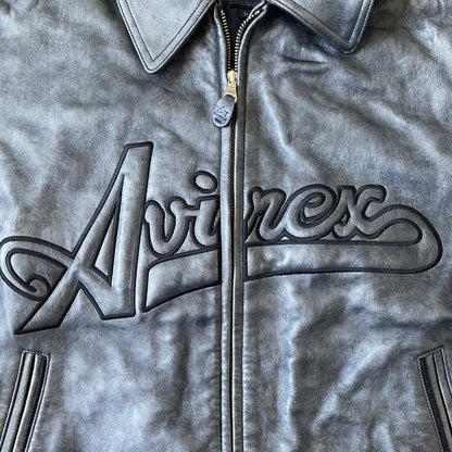Avirex Spell Out Leather Varsity Jacket - L