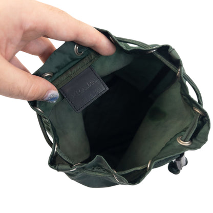 Vintage 2000s Prada Drawstring Pouch Bag | O/S, Green