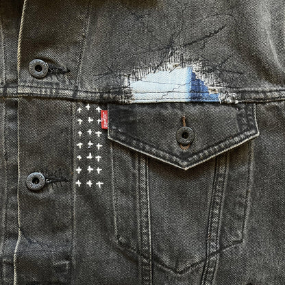 Boro Sashiko Distressed Denim Trucker Jacket - XL