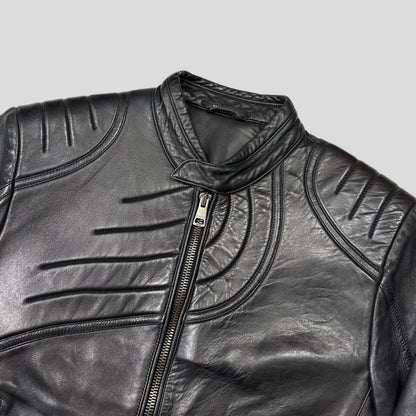 Gucci by Tom Ford AW00 Runway Spiral Leather Padded Moto Jacket - IT50 | Default Title, Black