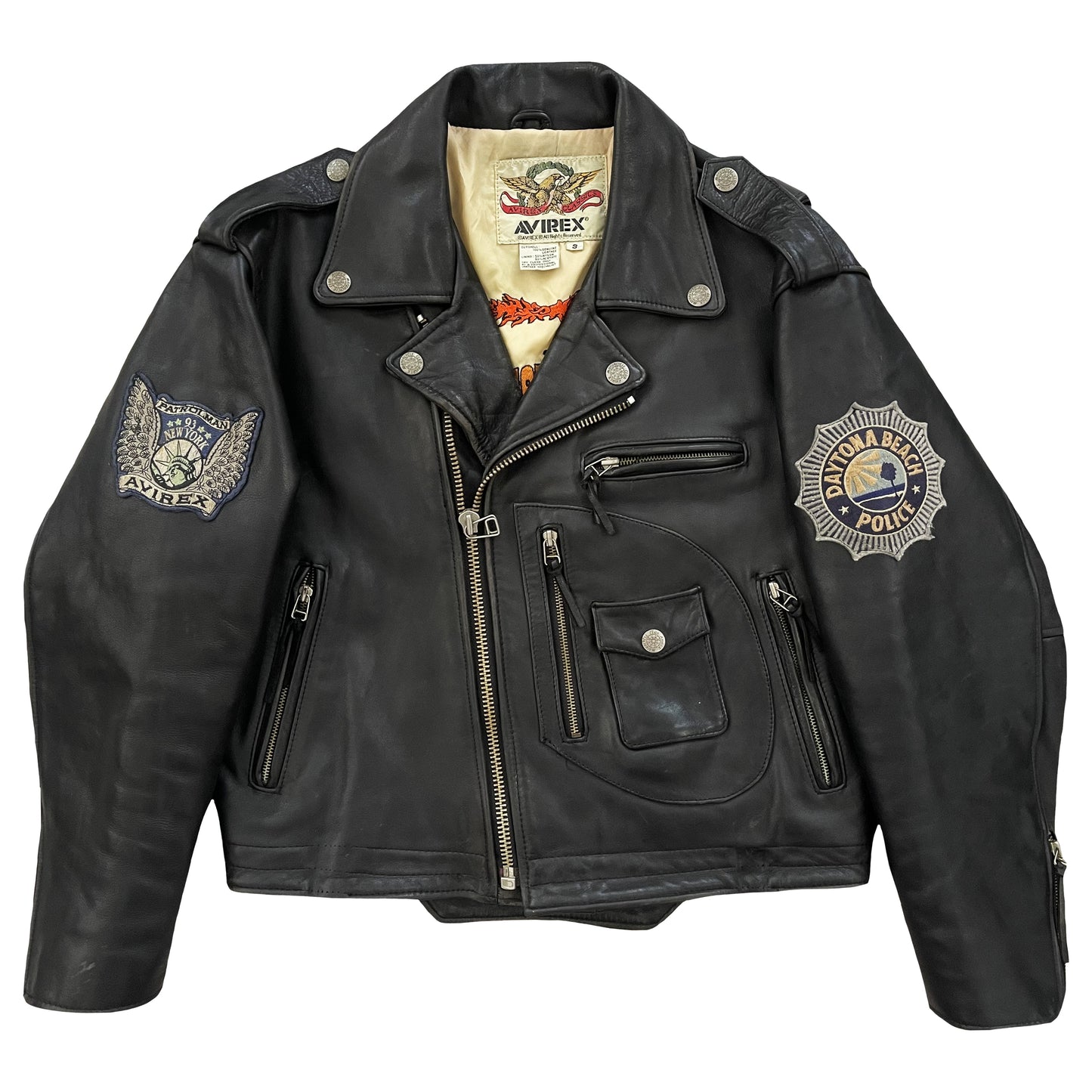 Avirex Leather Biker Motorcycle Jacket - S / M