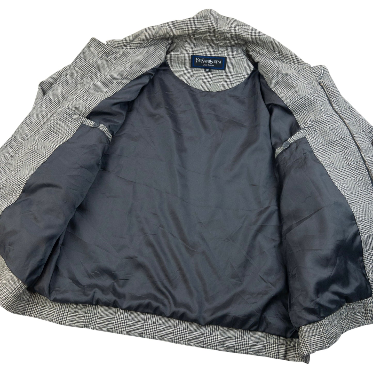 Vintage 90s YSL Yves Saint Laurent Harrington Jacket Size M | Medium, Grey