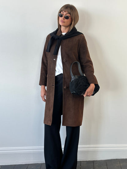 Pierre Balmain Alligator 1980s Suede Trench Coat - S/M