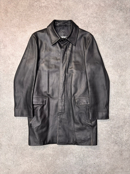 Kansai Black Mid Length Leather Jacket