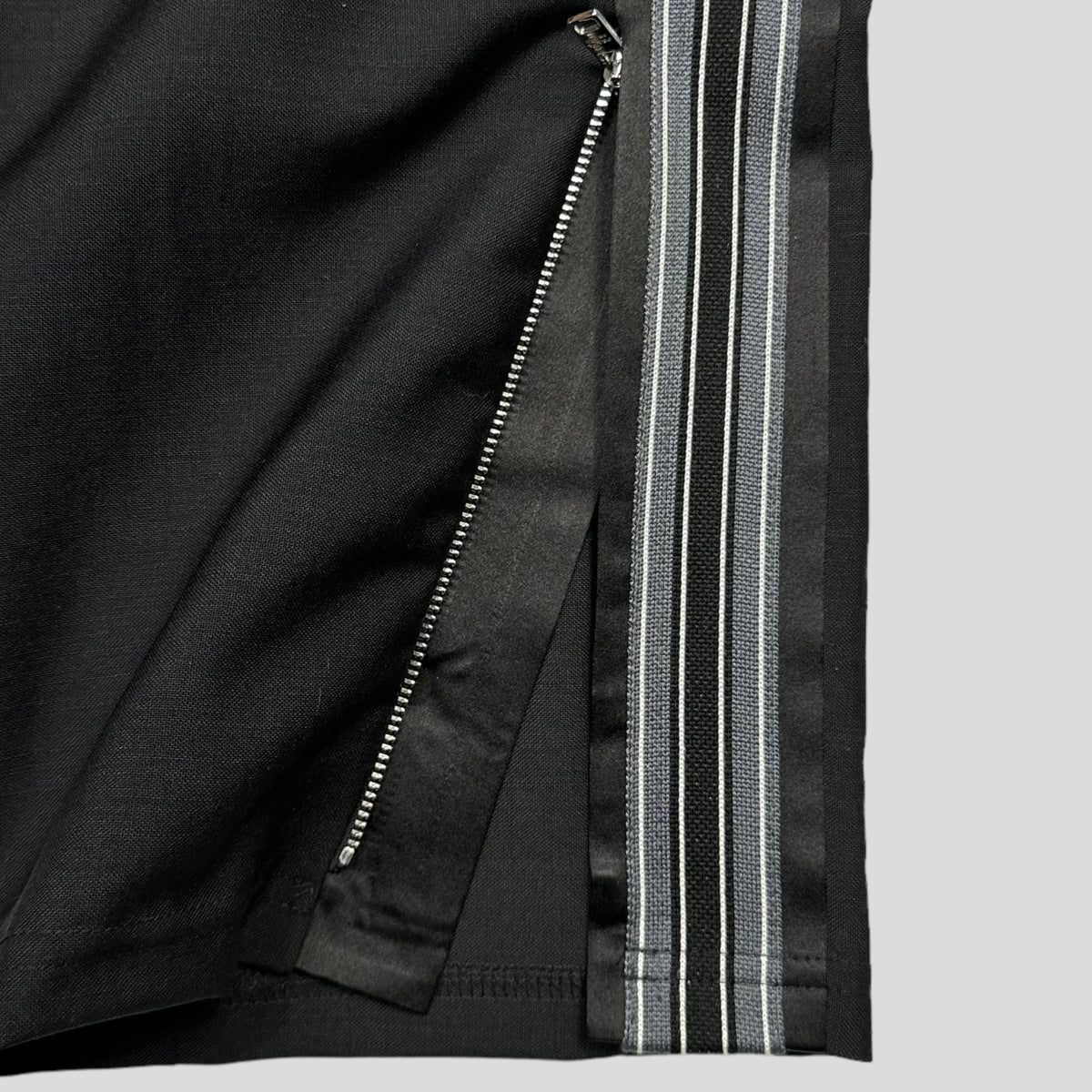 Prada Milano 2022 Mohair & Wool Striped Plaque Logo Trousers - IT50 (L) | W33, Black