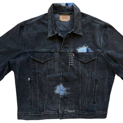 Boro Sashiko Distressed Denim Trucker Jacket - XL