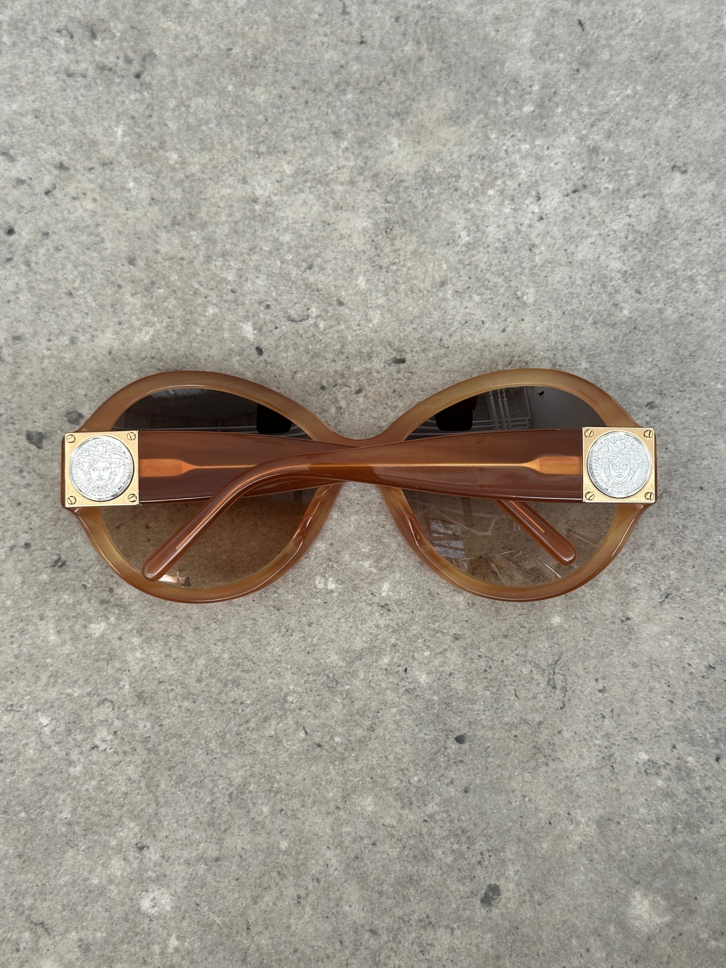 Versace 2000s Oversized Round Medusa Logo Sunglasses