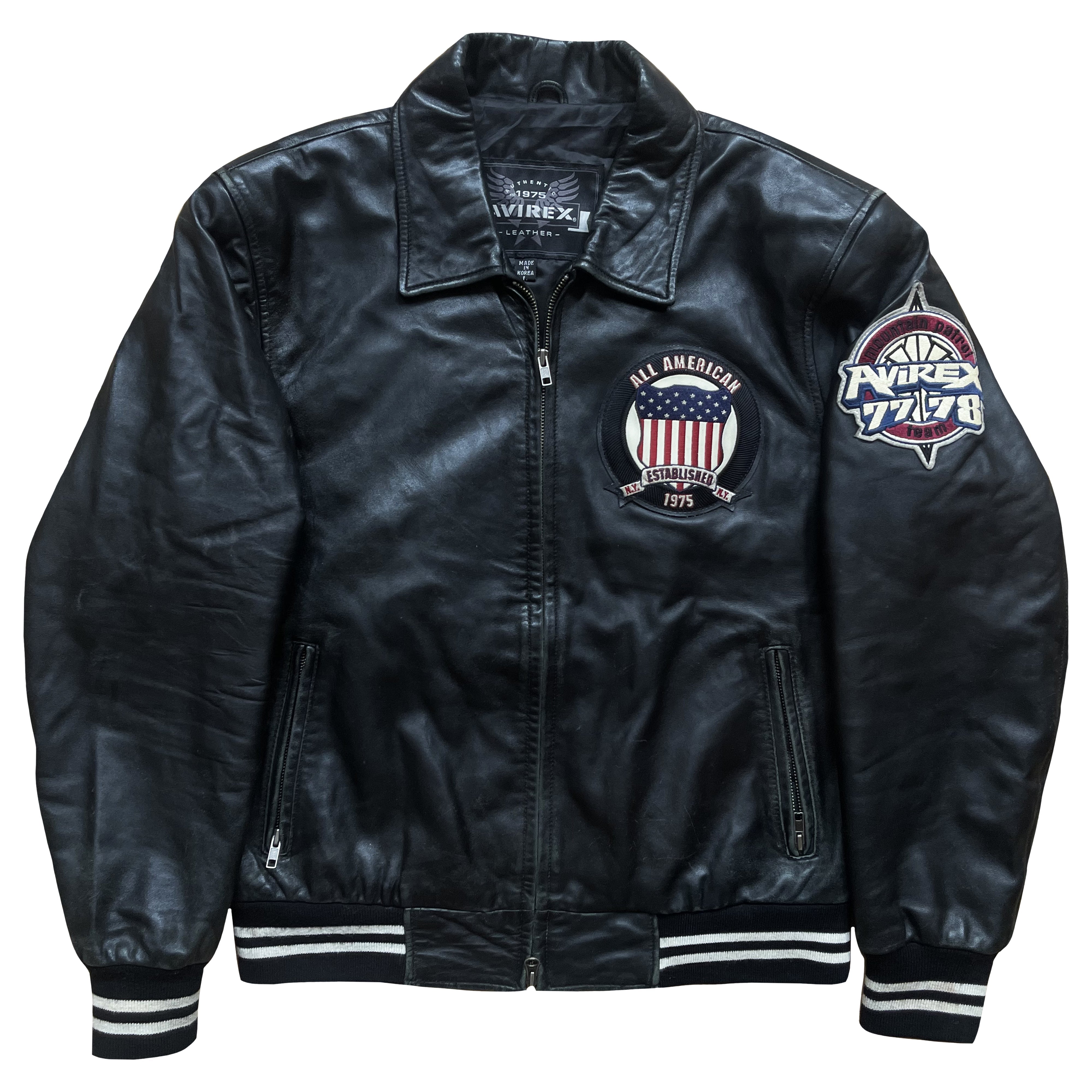 Avirex 'Ice Tigers' Leather Varsity Jacket - L – Known Source