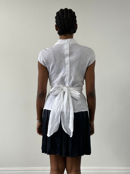 Max Mara 2000s Pure Linen Sleeveless Wrap Shirt - S/M