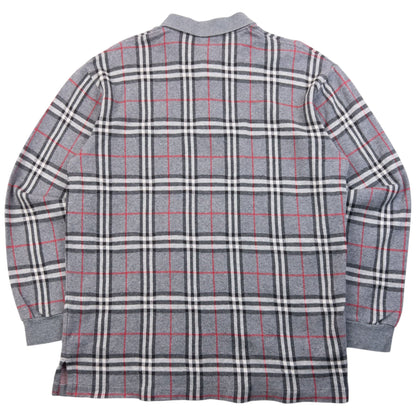 Vintage 90s Burberry Nova Check Polo Jumper Size S | Small, Grey