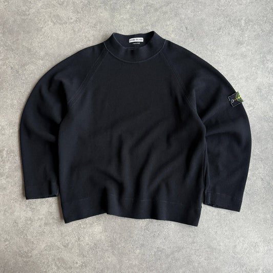 Stone Island RARE A/W 1998 heavyweight mock neck knitted jumper (XL)