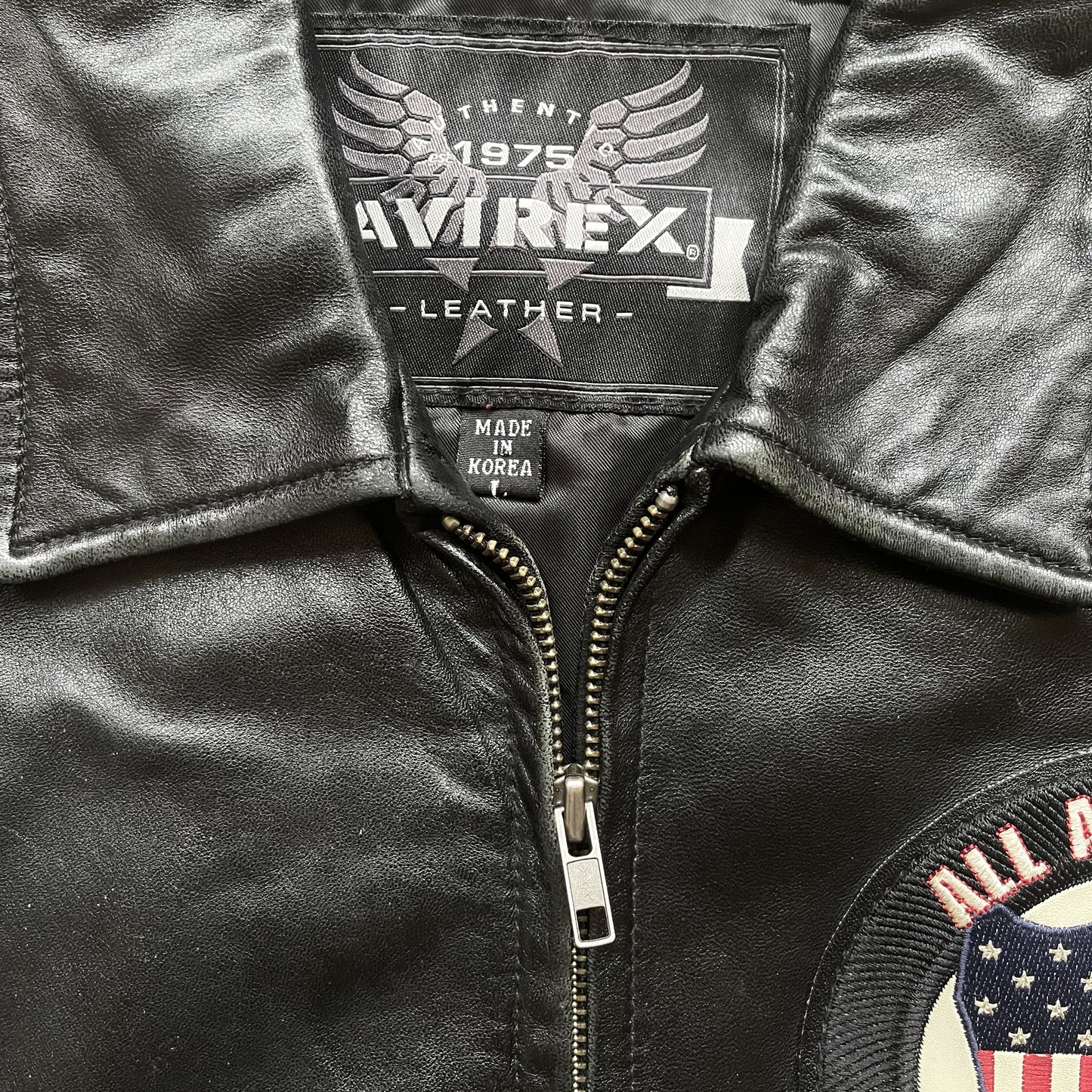 Avirex 'Ice Tigers' Leather Varsity Jacket - L