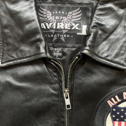 Avirex 'Ice Tigers' Leather Varsity Jacket - L