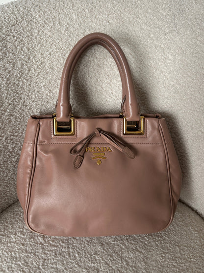 2010s Prada Vitello Leather Bow Handbag | O/S, Gold