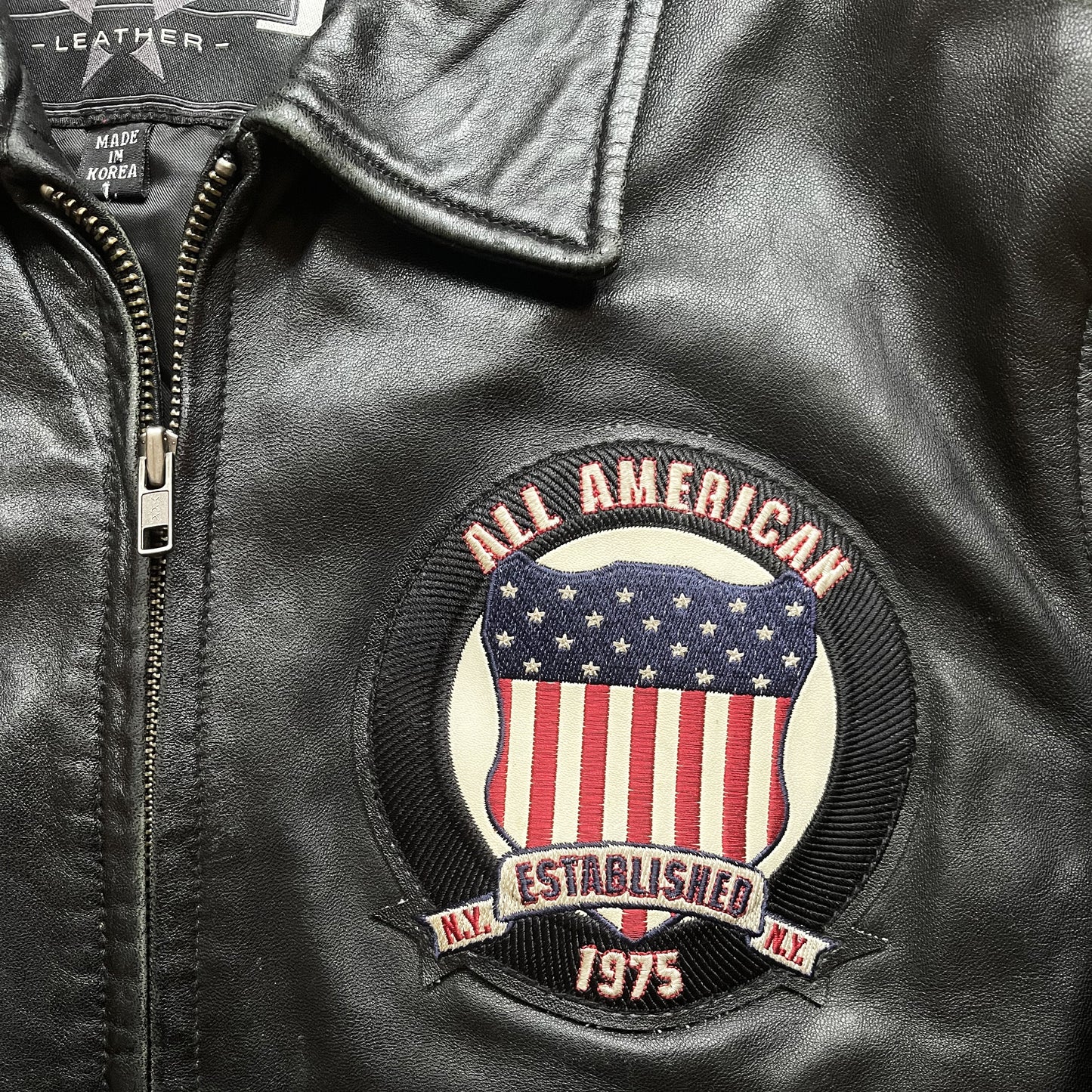 Avirex 'Ice Tigers' Leather Varsity Jacket - L