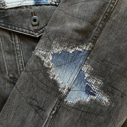 Boro Sashiko Distressed Denim Trucker Jacket - XL