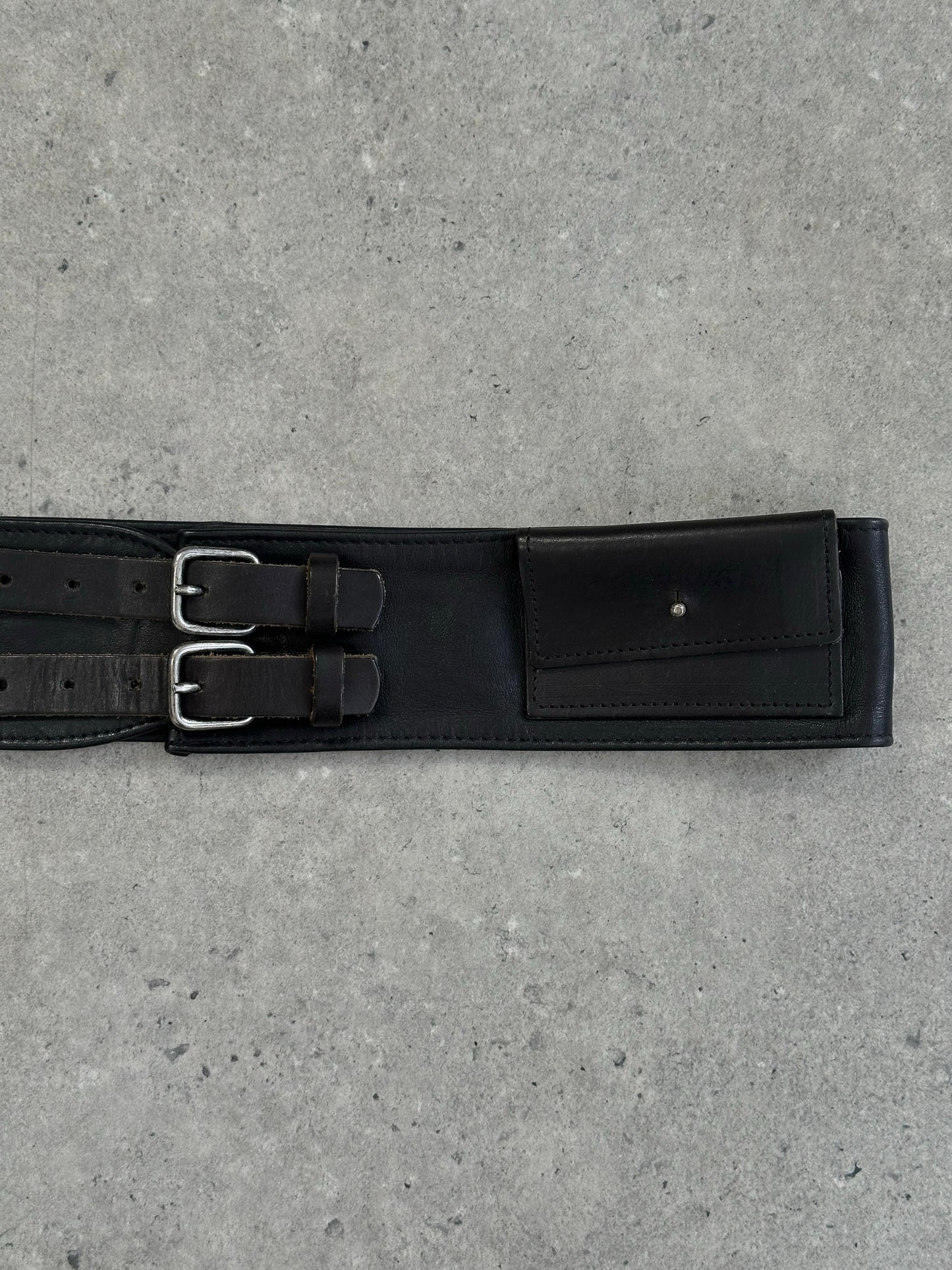 Vintage 1990s Leather Double Buckle Belt Bag - W30-34