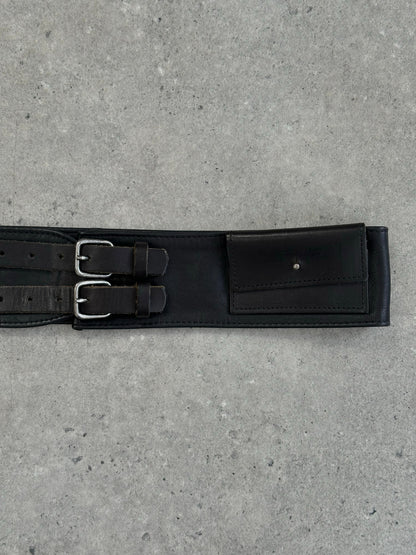 Vintage 1990s Leather Double Buckle Belt Bag - W30-34