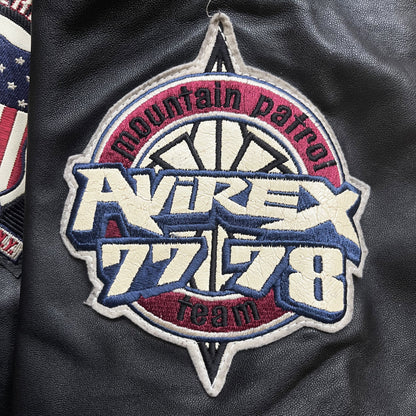 Avirex 'Ice Tigers' Leather Varsity Jacket - L