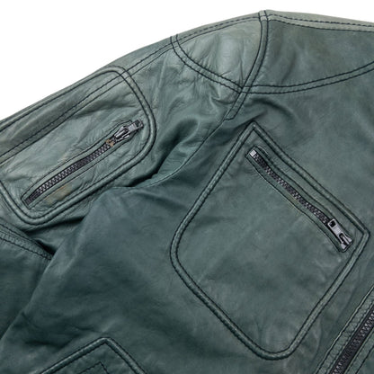 Vintage 2000s Diesel Zip Up Leather Jacket Size M | Medium, Green
