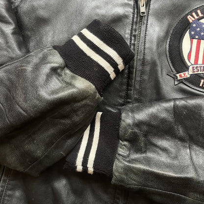 Avirex 'Ice Tigers' Leather Varsity Jacket - L