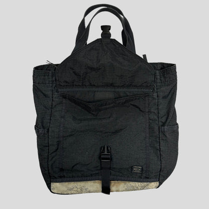 Porter 00’s Nylon Ripstop Grid Multipocket Tote Bag | O/S, Black