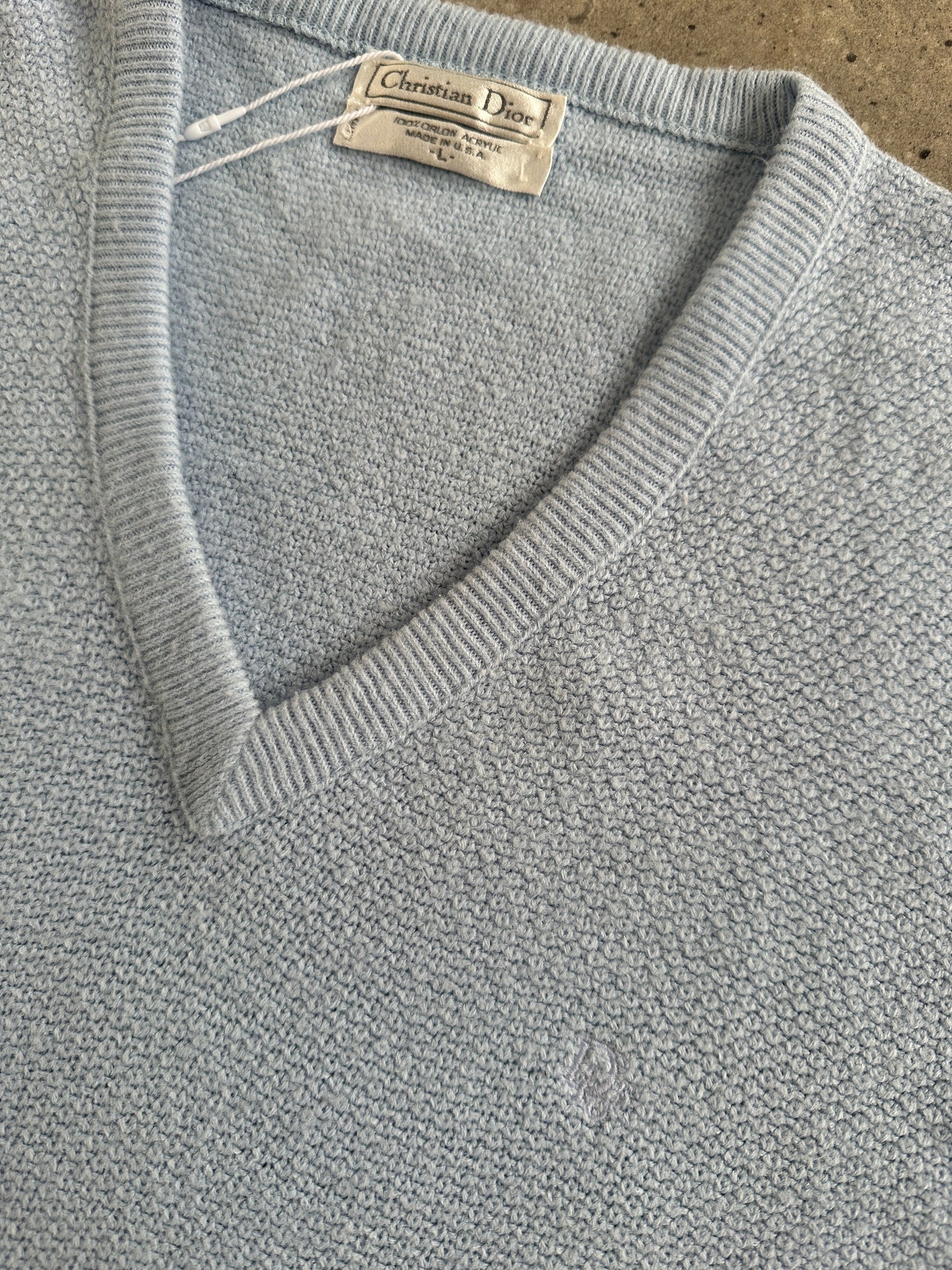 Christian Dior 1980s V Neck Logo Knitted Jumper - L