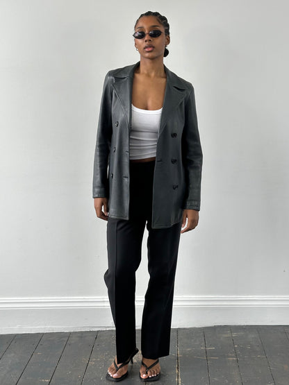 Jaeger 2000s Double Breasted Leather Jacket S/M