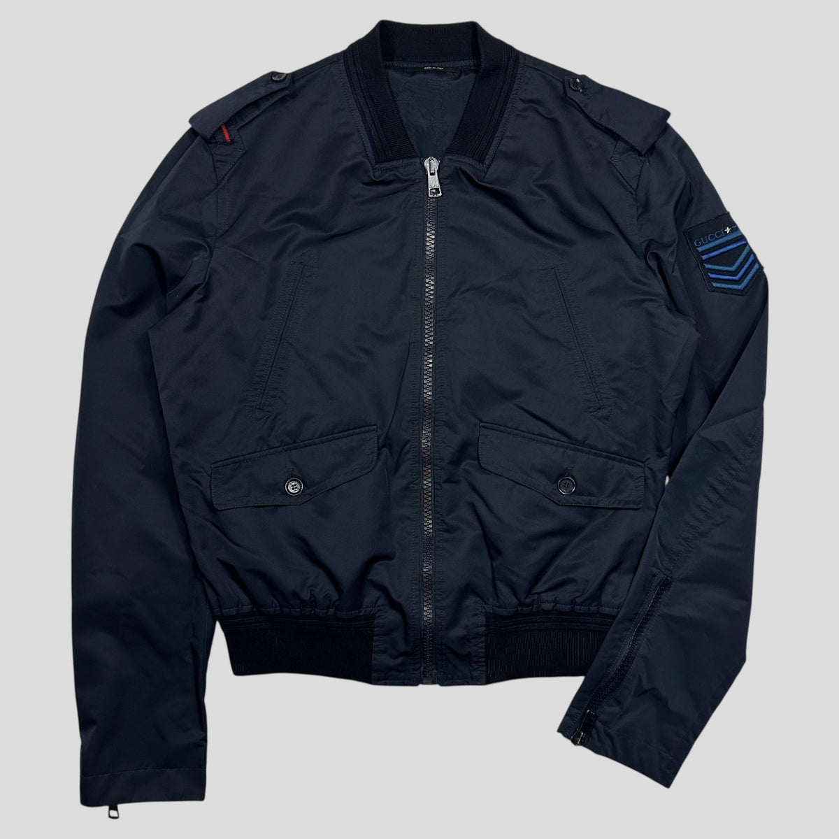 Gucci 2008 Military Web Stripe Navy Logo Jacket - IT50 (M/L) | Large