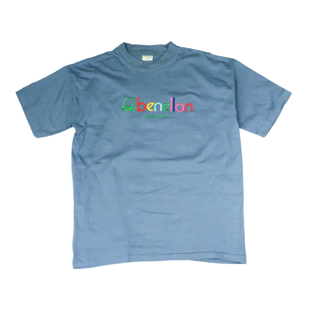 BENETTON SPELLOUT BLUE TEE  (M)