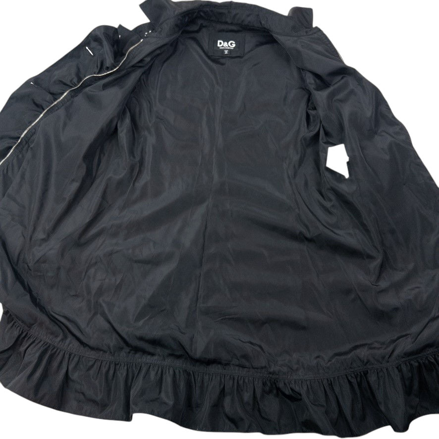 Vintage Dolce & Gabbana Belt Waist Ruffle Jacket Womens Size M | Medium, Black